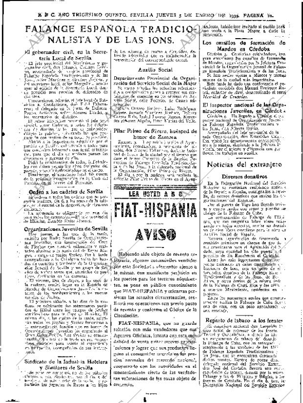 ABC SEVILLA 05-01-1939 página 21