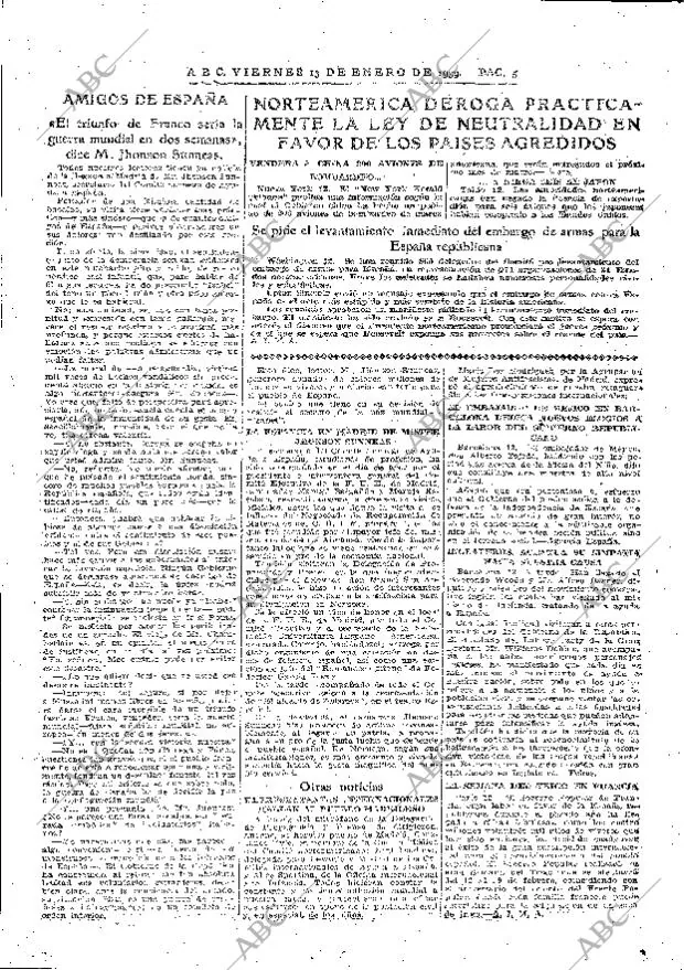 ABC MADRID 13-01-1939 página 5