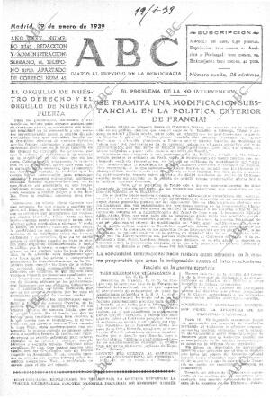 ABC MADRID 19-01-1939 página 1