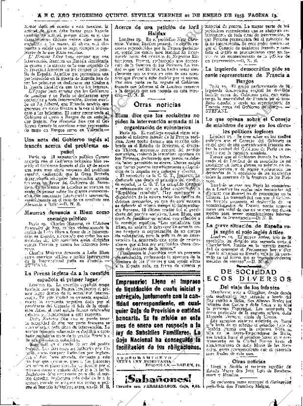 ABC SEVILLA 20-01-1939 página 13