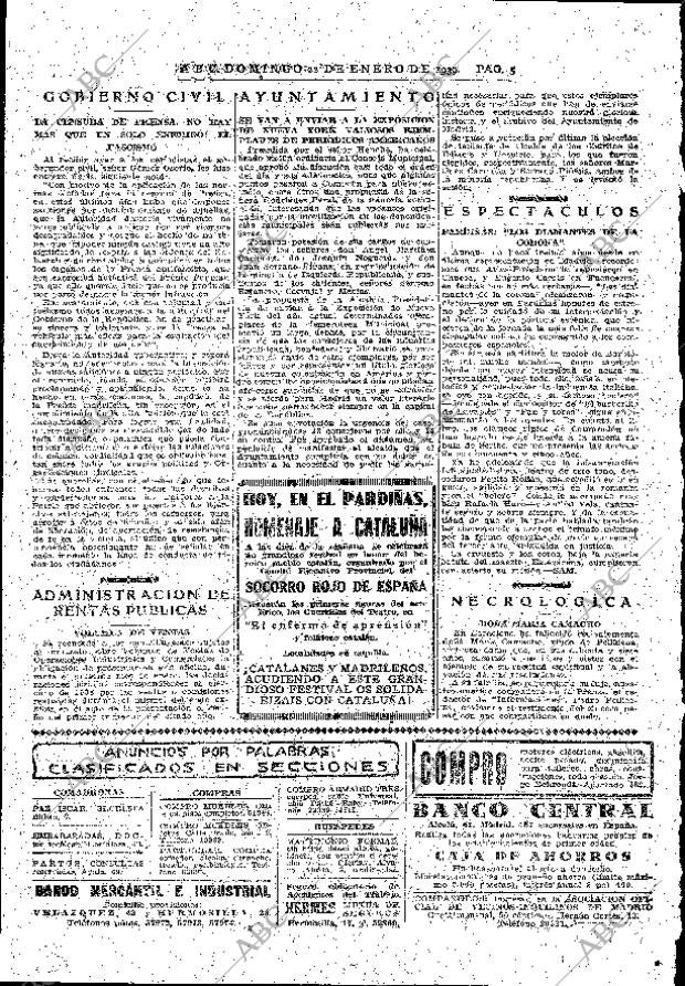 ABC MADRID 22-01-1939 página 5
