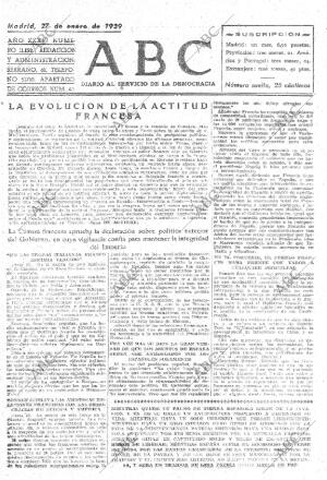 ABC MADRID 27-01-1939 página 1