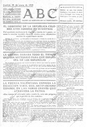 ABC MADRID 28-01-1939 página 1