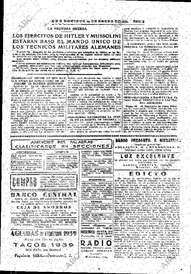 ABC MADRID 29-01-1939 página 5