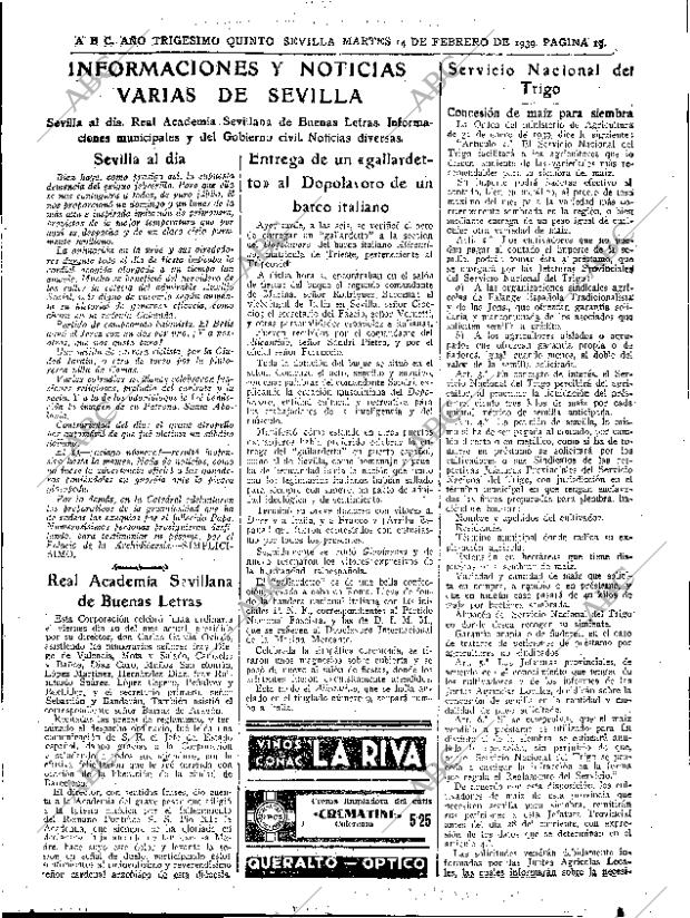 ABC SEVILLA 14-02-1939 página 19