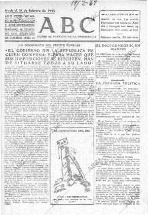 ABC MADRID 19-02-1939 página 1