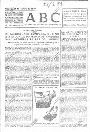 ABC MADRID 22-02-1939 página 1