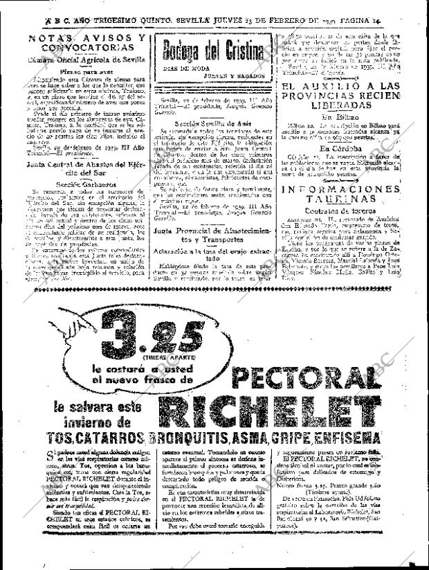 ABC SEVILLA 23-02-1939 página 14