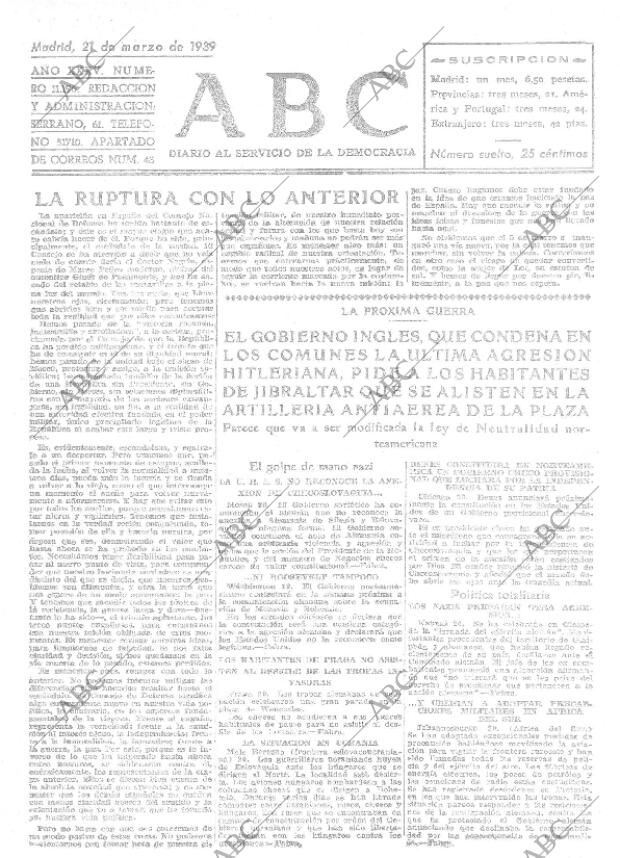 ABC MADRID 21-03-1939 página 1