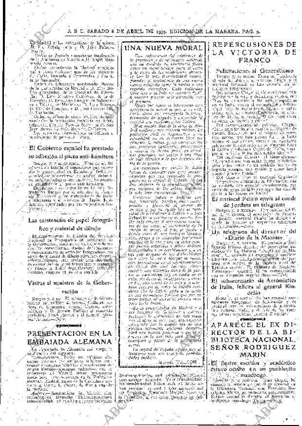 ABC MADRID 08-04-1939 página 9