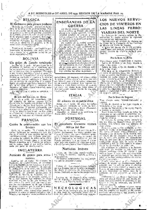 ABC MADRID 26-04-1939 página 19