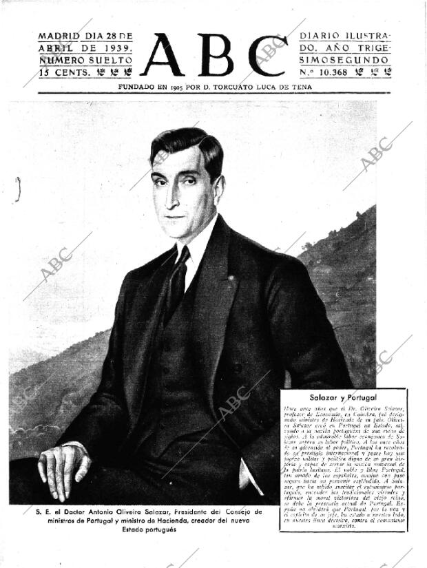 ABC MADRID 28-04-1939 página 1