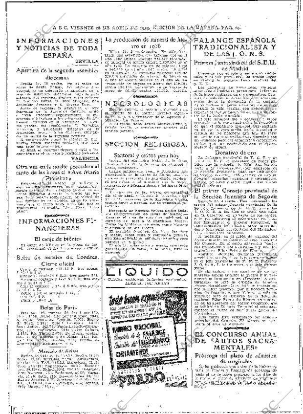 ABC MADRID 28-04-1939 página 14