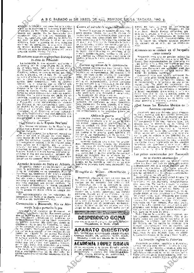 ABC MADRID 29-04-1939 página 9