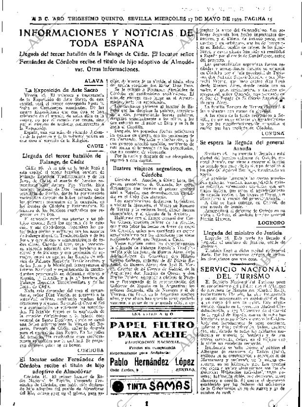 ABC SEVILLA 17-05-1939 página 15