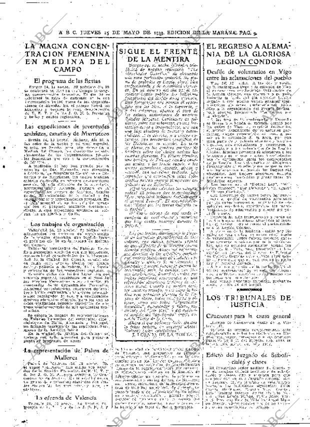 ABC MADRID 25-05-1939 página 9