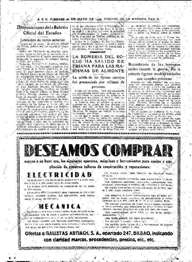 ABC MADRID 26-05-1939 página 8