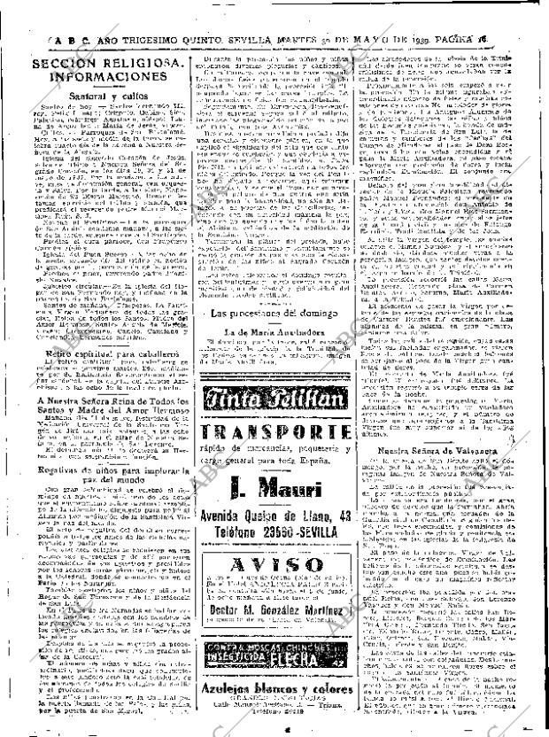 ABC SEVILLA 30-05-1939 página 16