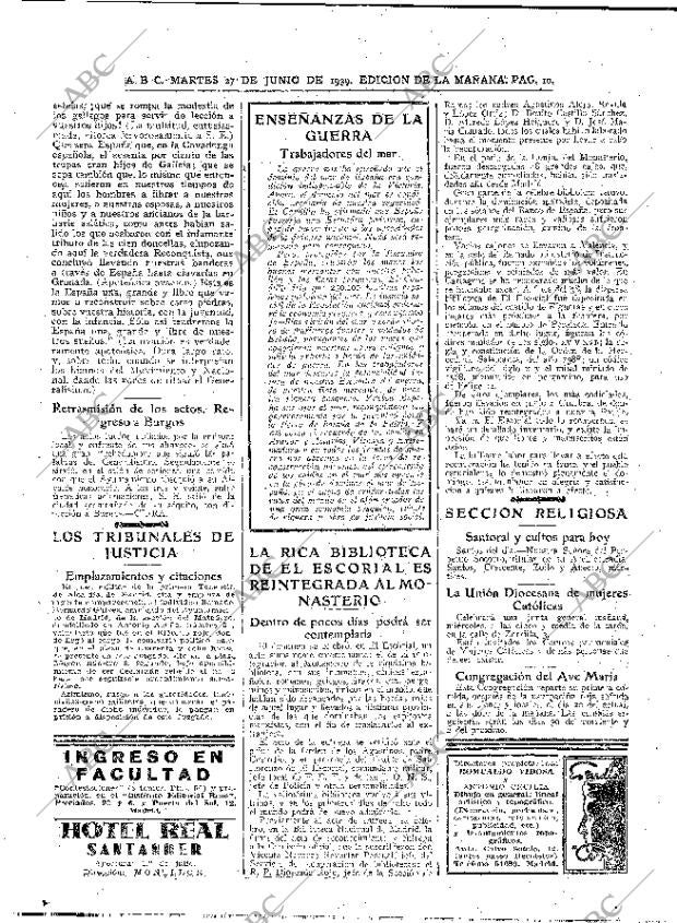 ABC MADRID 27-06-1939 página 10