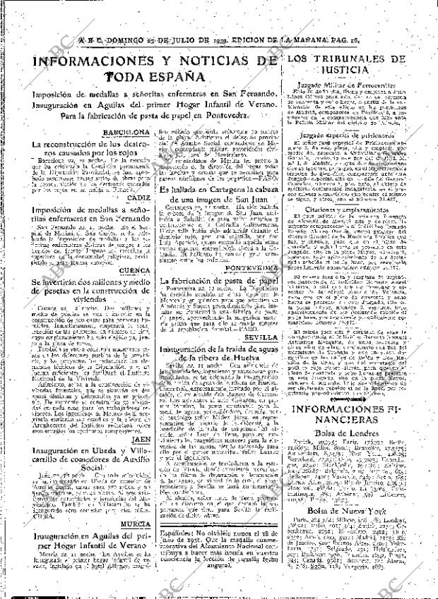 ABC MADRID 23-07-1939 página 16
