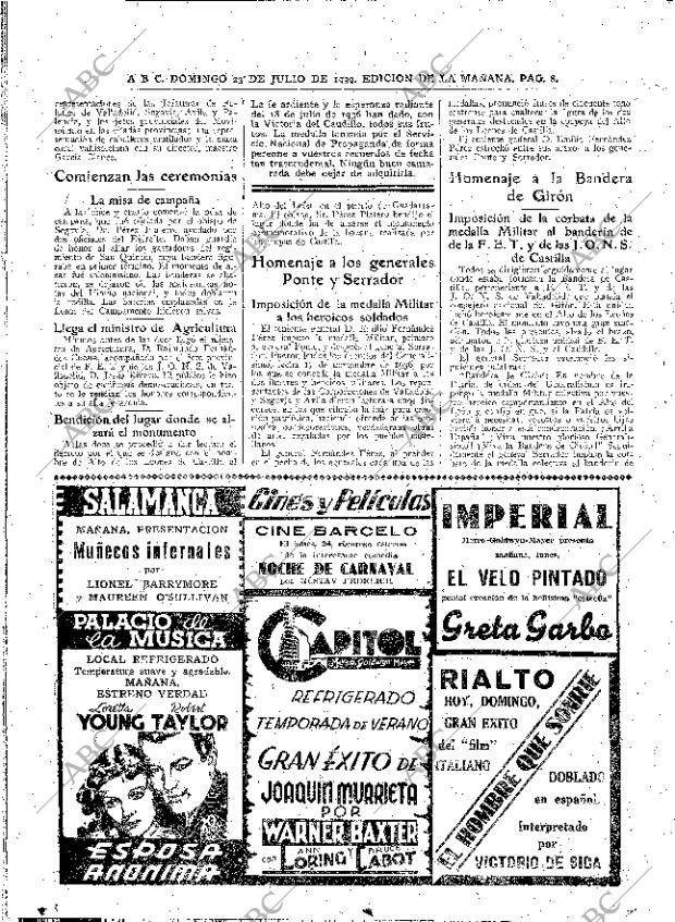 ABC MADRID 23-07-1939 página 8