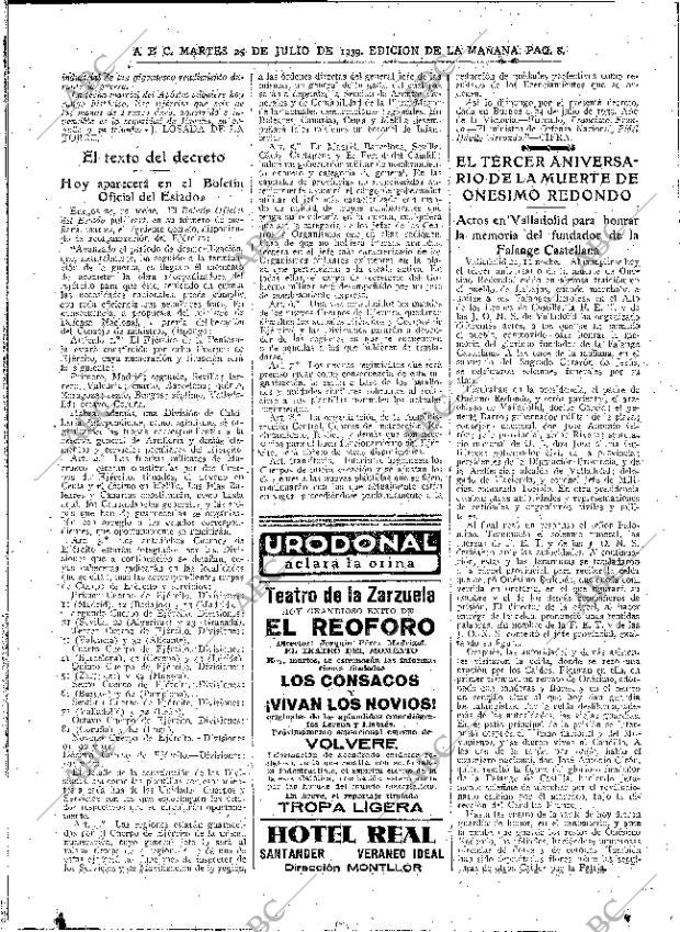 ABC MADRID 25-07-1939 página 8