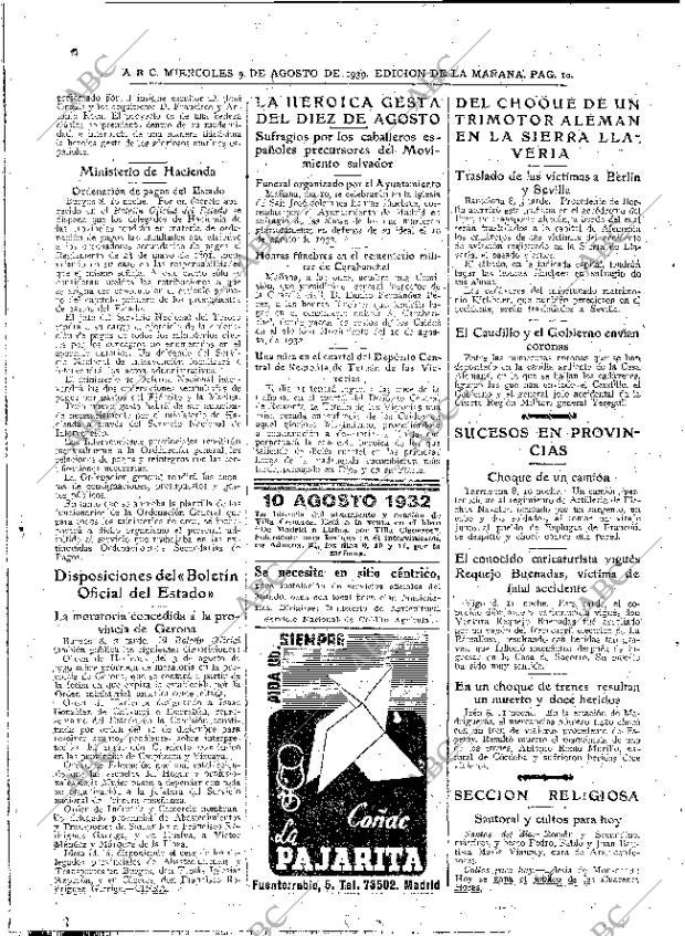 ABC MADRID 09-08-1939 página 10