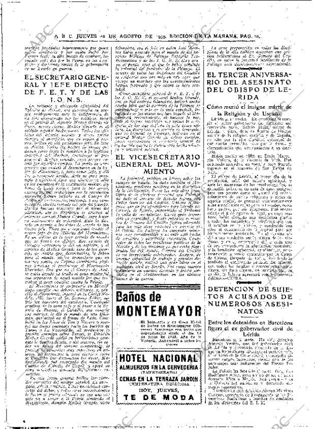ABC MADRID 10-08-1939 página 10
