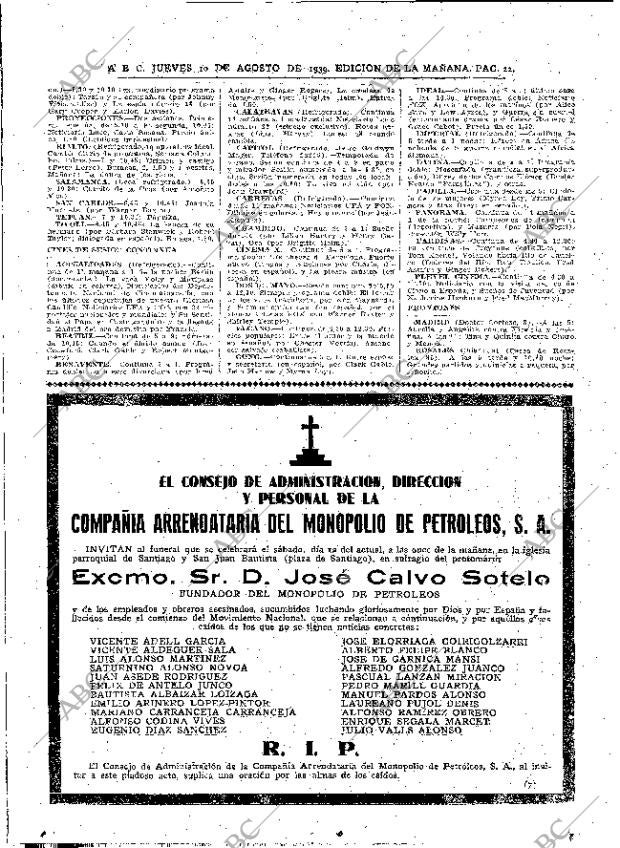 ABC MADRID 10-08-1939 página 22