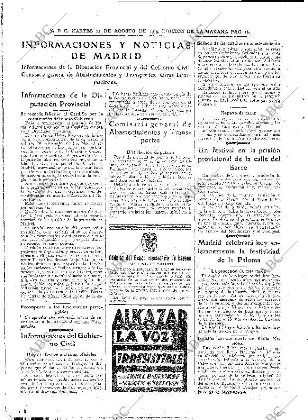 ABC MADRID 15-08-1939 página 16