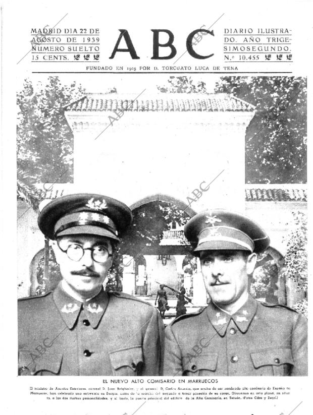 ABC MADRID 22-08-1939 página 1