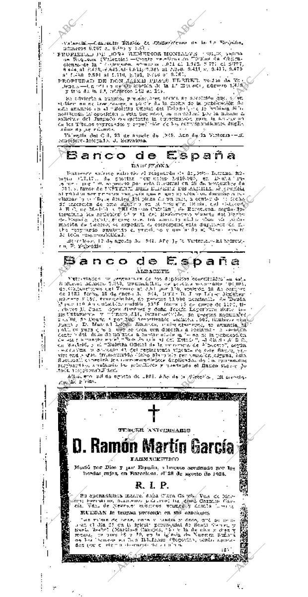 Periodico Abc Madrid 26 08 1939 Portada Archivo Abc