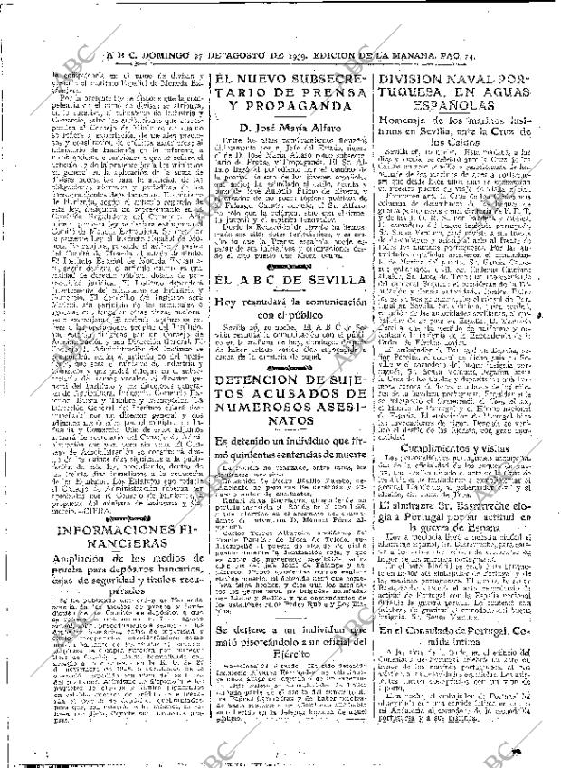 ABC MADRID 27-08-1939 página 14