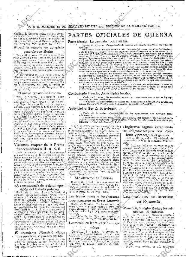 ABC MADRID 19-09-1939 página 12