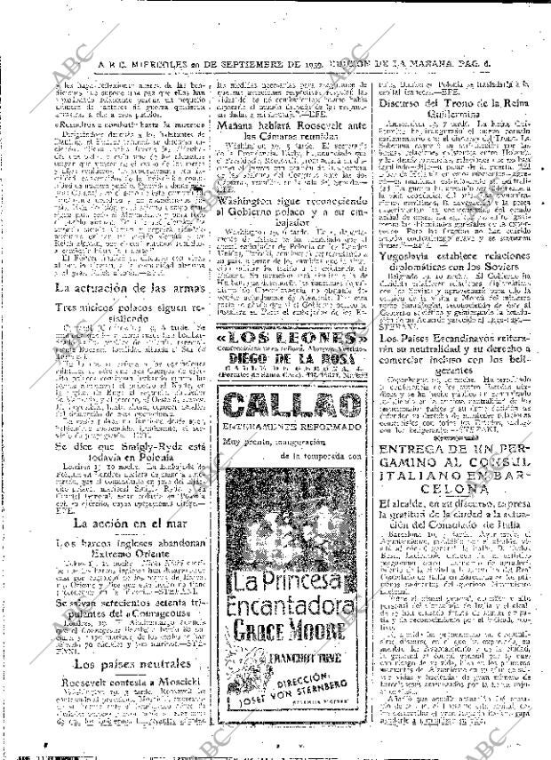 ABC MADRID 20-09-1939 página 6
