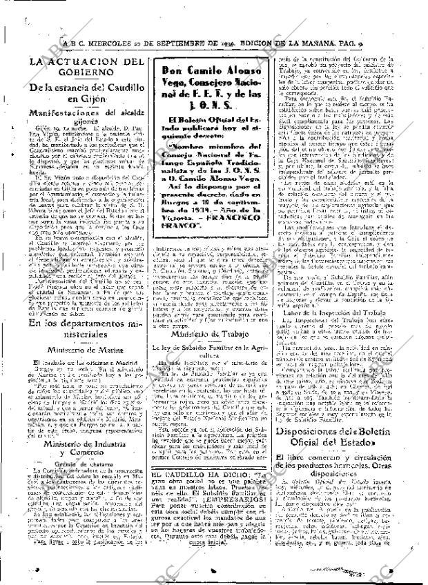 ABC MADRID 20-09-1939 página 9