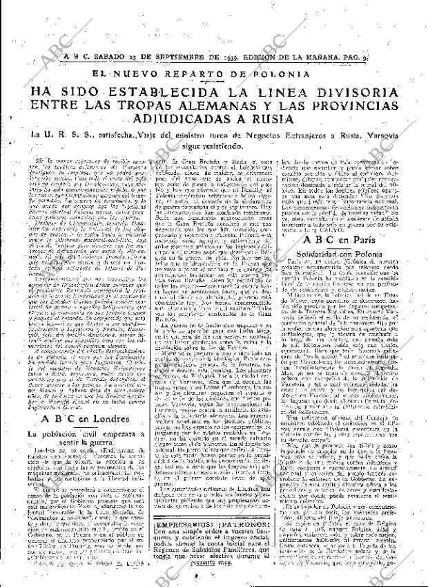ABC MADRID 23-09-1939 página 9