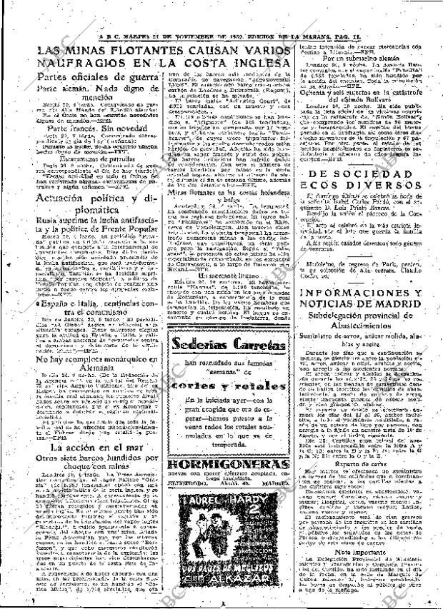 ABC MADRID 21-11-1939 página 11