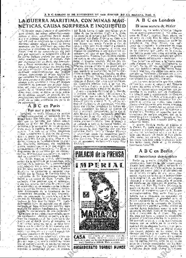 ABC MADRID 25-11-1939 página 9