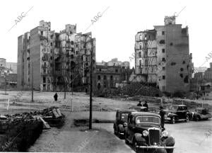 Edificios de la plaza de la Moncloa, al terminar la Guerra Civil