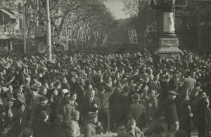 Guerra Civil Española. Celebración de la liberación de Barcelona