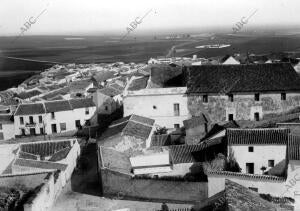 Vista del pueblo las Cabezas de san Juan (Sevilla) tomada desde la torre de la...