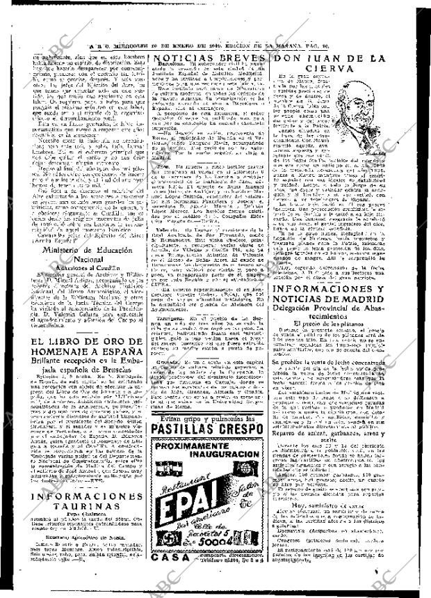 ABC MADRID 10-01-1940 página 10