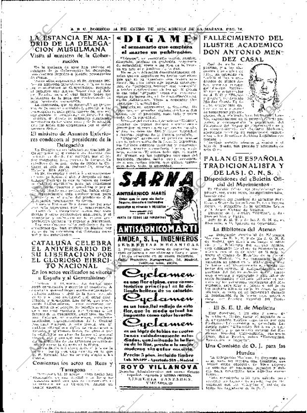 ABC MADRID 14-01-1940 página 16