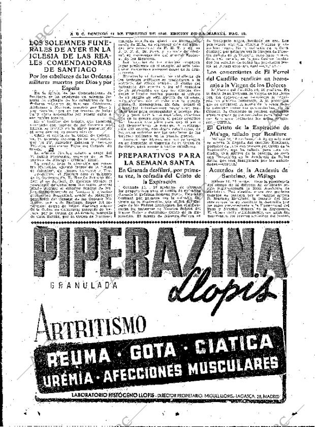 ABC MADRID 11-02-1940 página 12