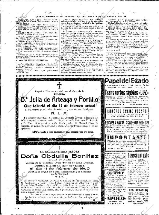 ABC MADRID 13-02-1940 página 16