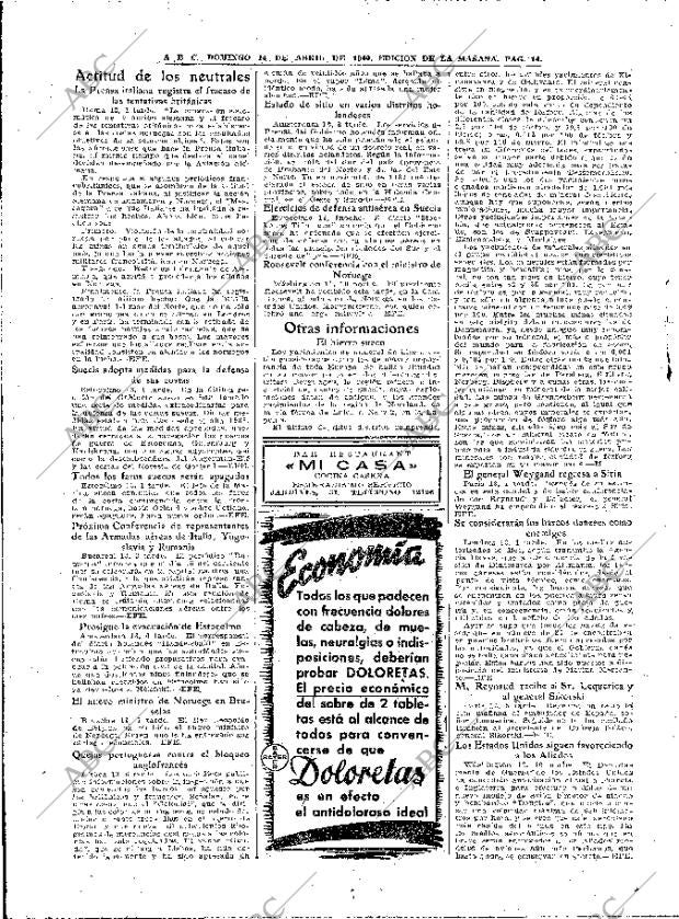 ABC MADRID 14-04-1940 página 14