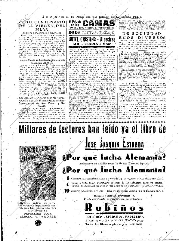 ABC MADRID 25-04-1940 página 8