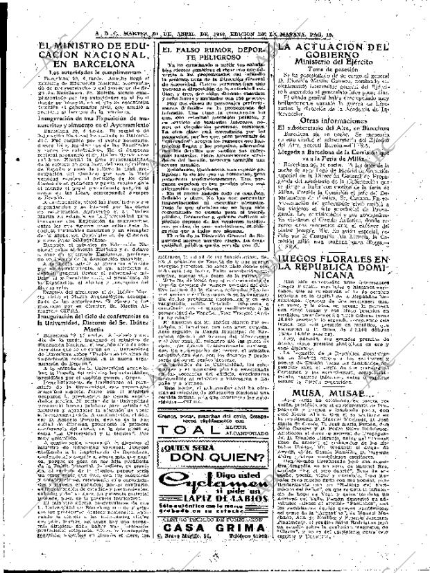 ABC MADRID 30-04-1940 página 19