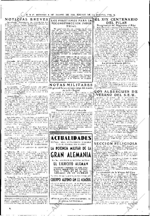 ABC MADRID 04-08-1940 página 8